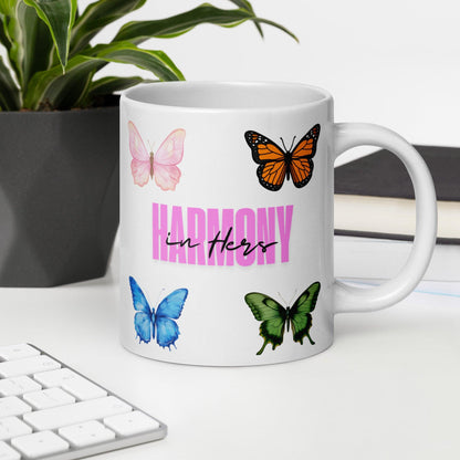 Stylish butterfly ceramic mug for coffee or tea – 11 oz