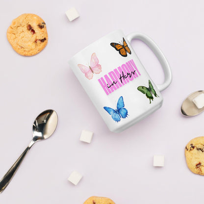 Stylish butterfly ceramic mug for coffee or tea – 11 oz