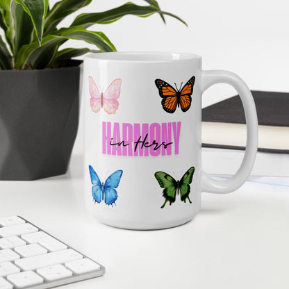 Stylish butterfly ceramic mug for coffee or tea – 11 oz