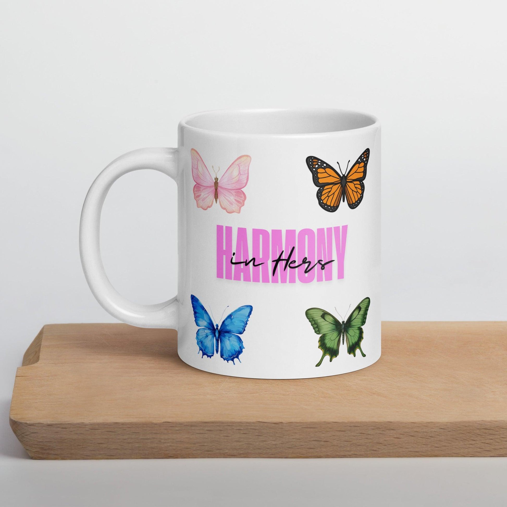 Stylish butterfly ceramic mug for coffee or tea – 11 oz