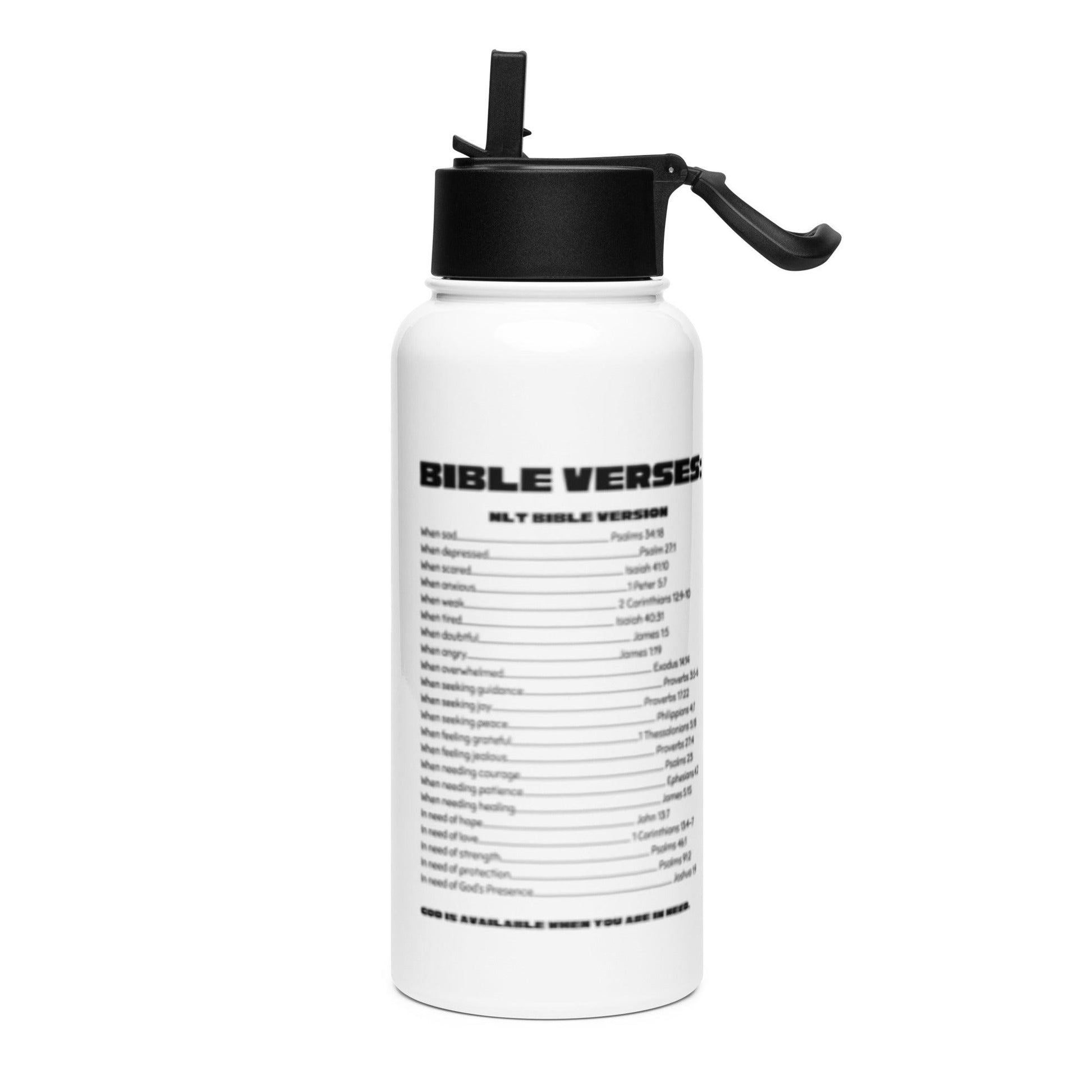 Bible Verse Water Bottle- Stainless steel with a straw lid - Harmony In Hers