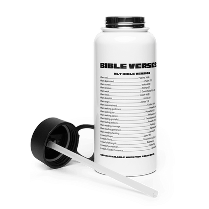 Bible Verse Water Bottle- Stainless steel with a straw lid - Harmony In Hers